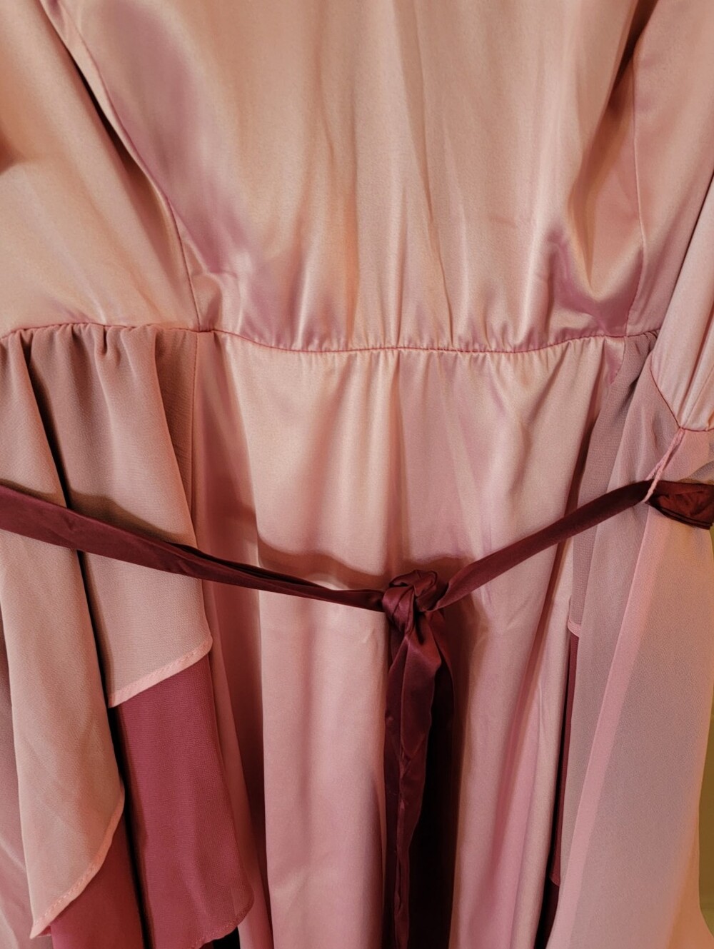 Torrid Three-Tone Pink Layered Midi Dress with Satin Tie - Picture 8 of 14